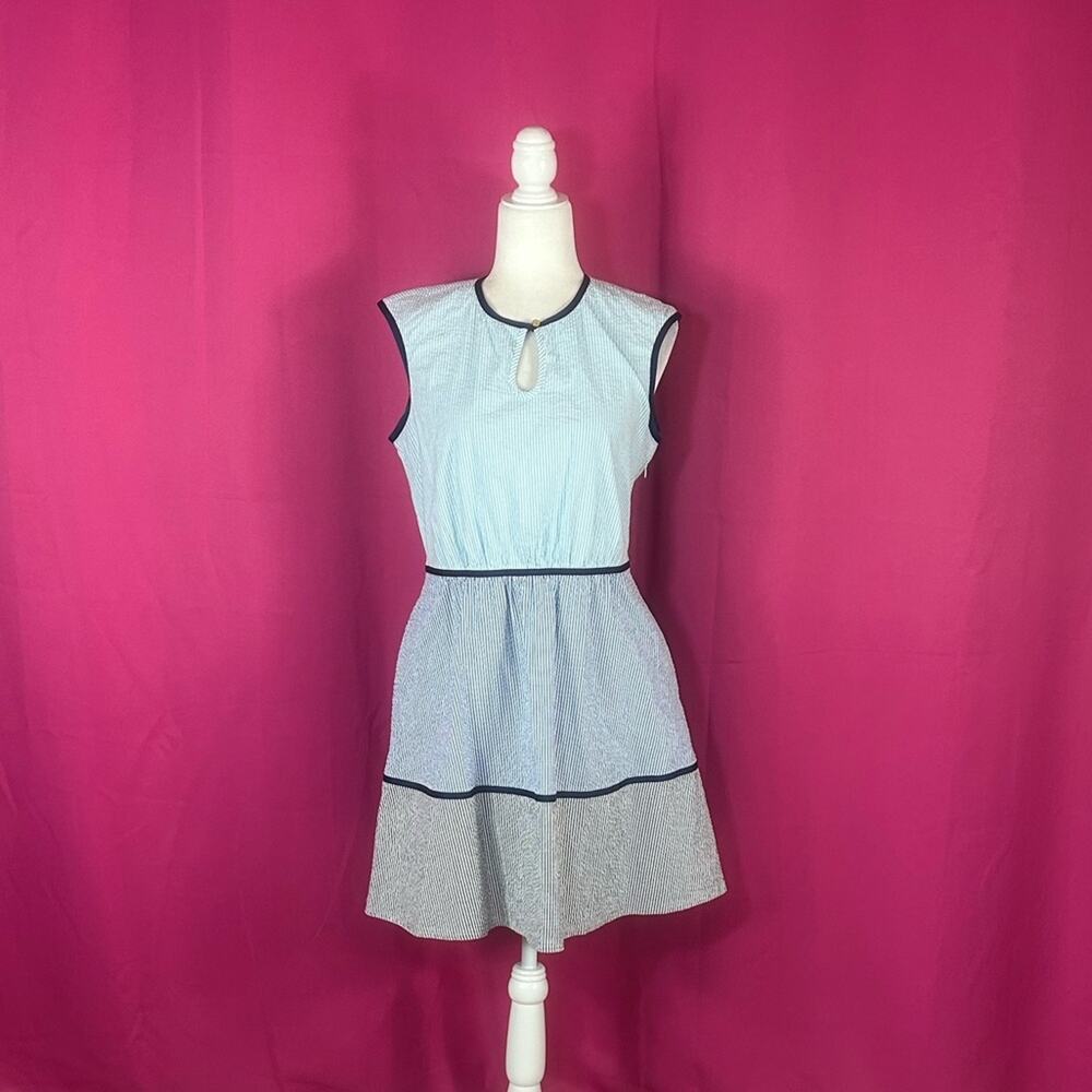 Draper James Light Blue Mini Dress with Navy Trim